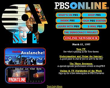 PBS Web site home page.