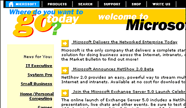 Microsoft Corporation home page.