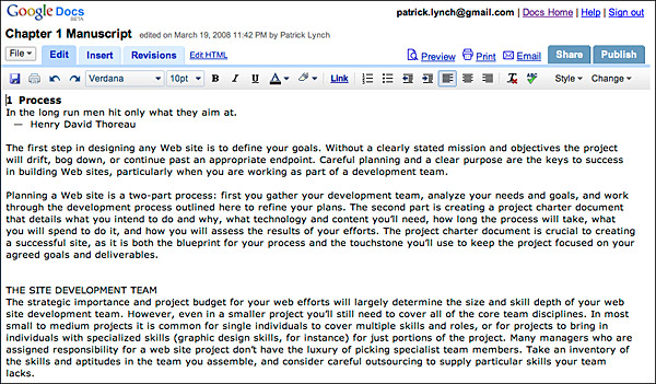 Screen capture from a Google Docs screen, showing a word processing document and editing tools.